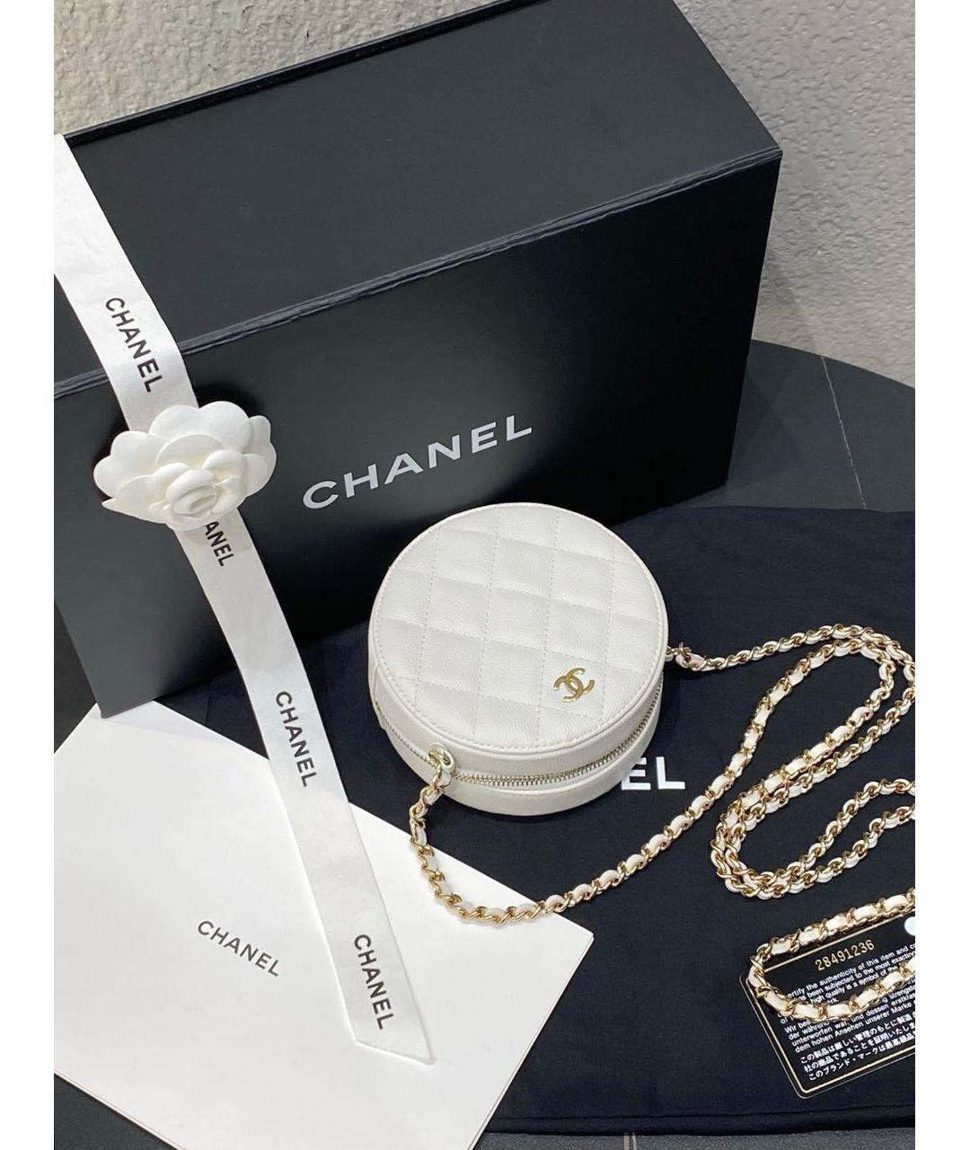 CHANEL Белая кожаная сумка через плечо, фото 6