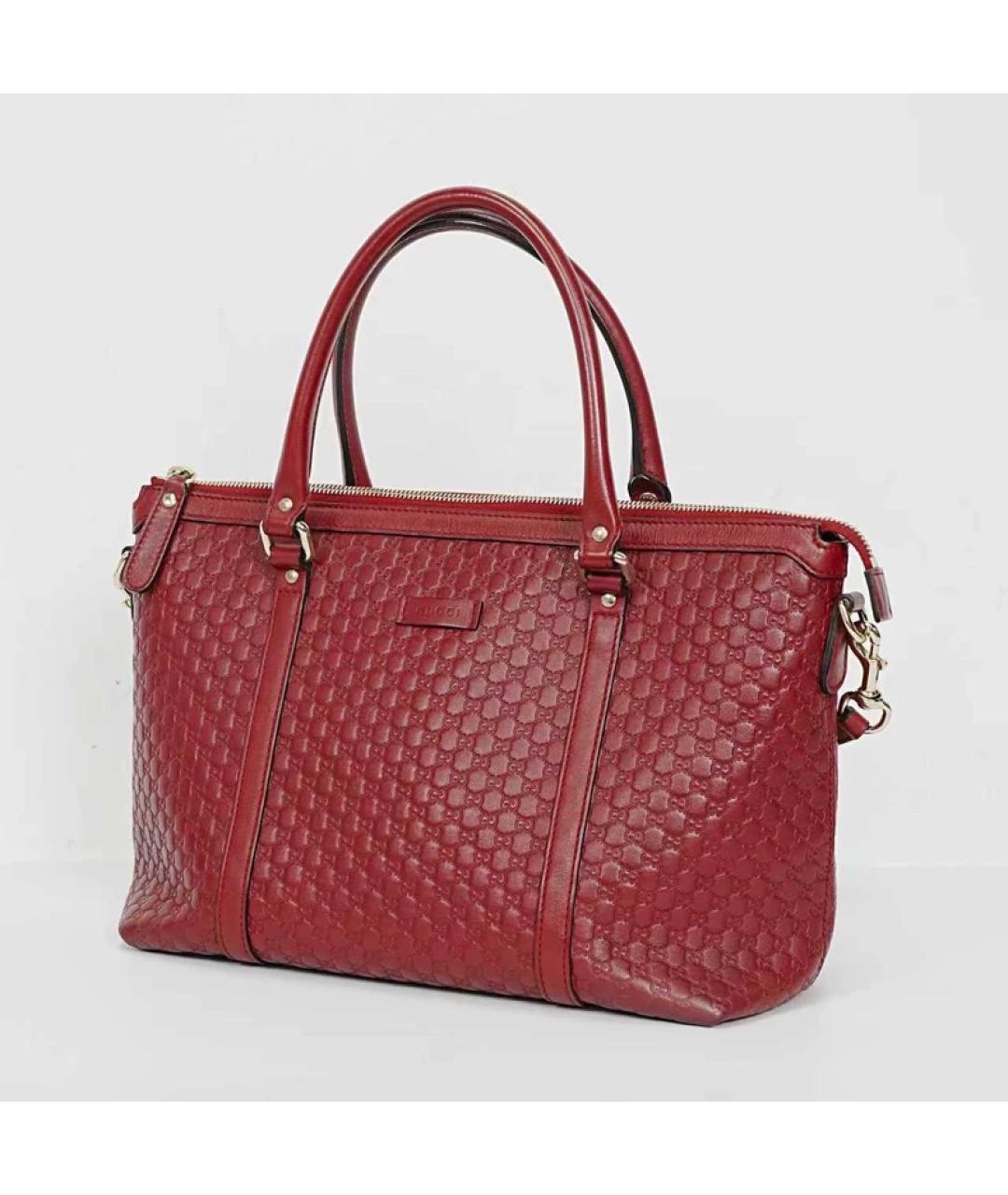 GUCCI Красная кожаная сумка тоут, фото 4