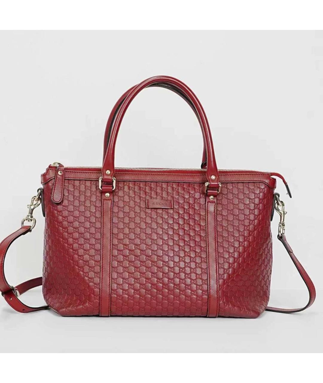 GUCCI Красная кожаная сумка тоут, фото 10