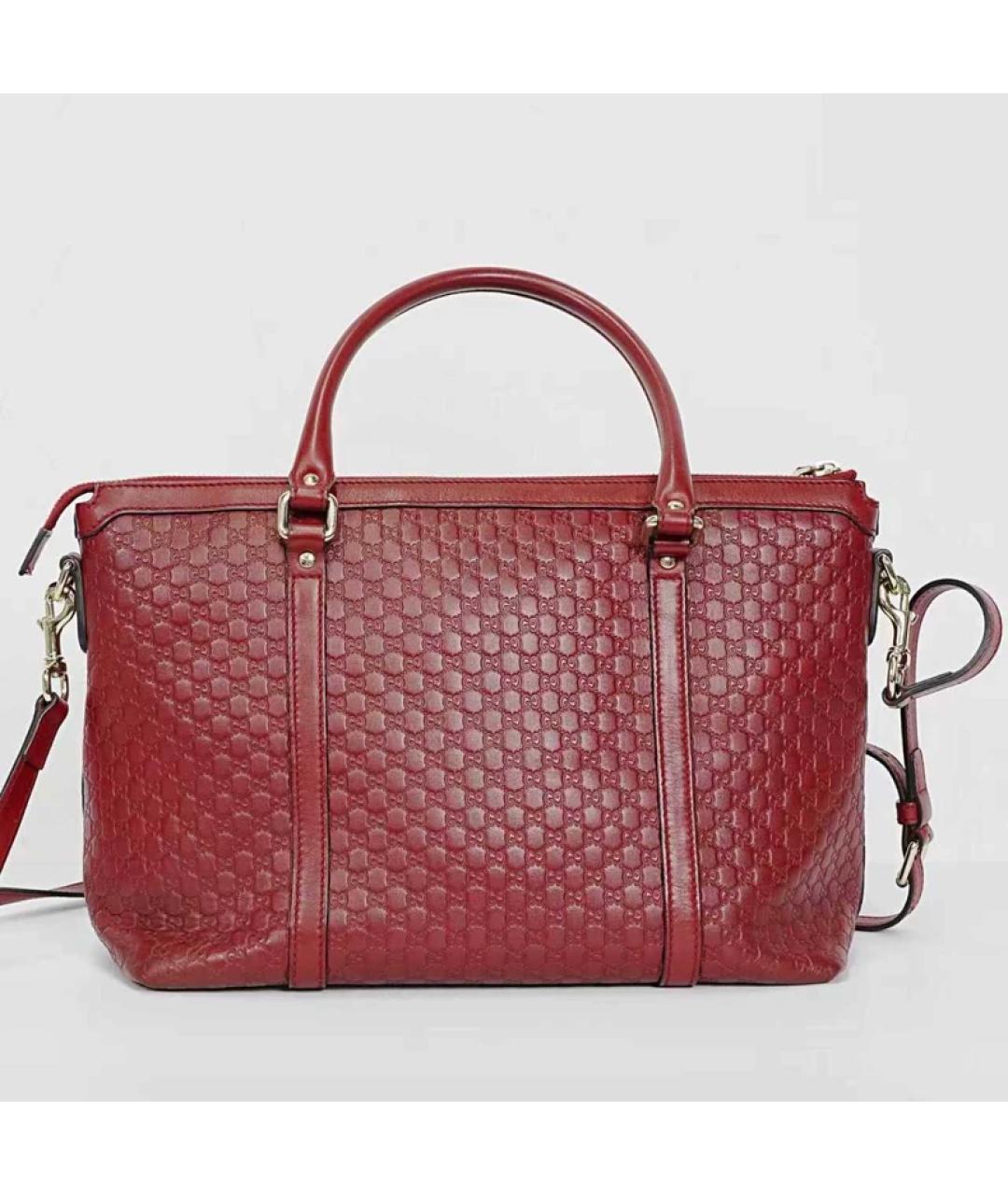 GUCCI Красная кожаная сумка тоут, фото 3