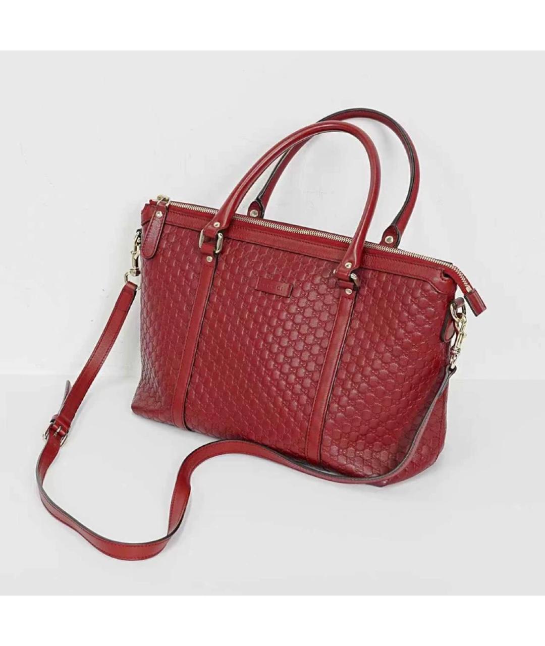 GUCCI Красная кожаная сумка тоут, фото 2