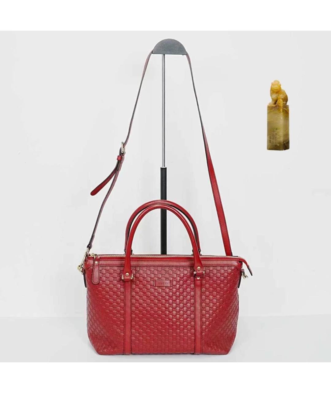 GUCCI Красная кожаная сумка тоут, фото 9