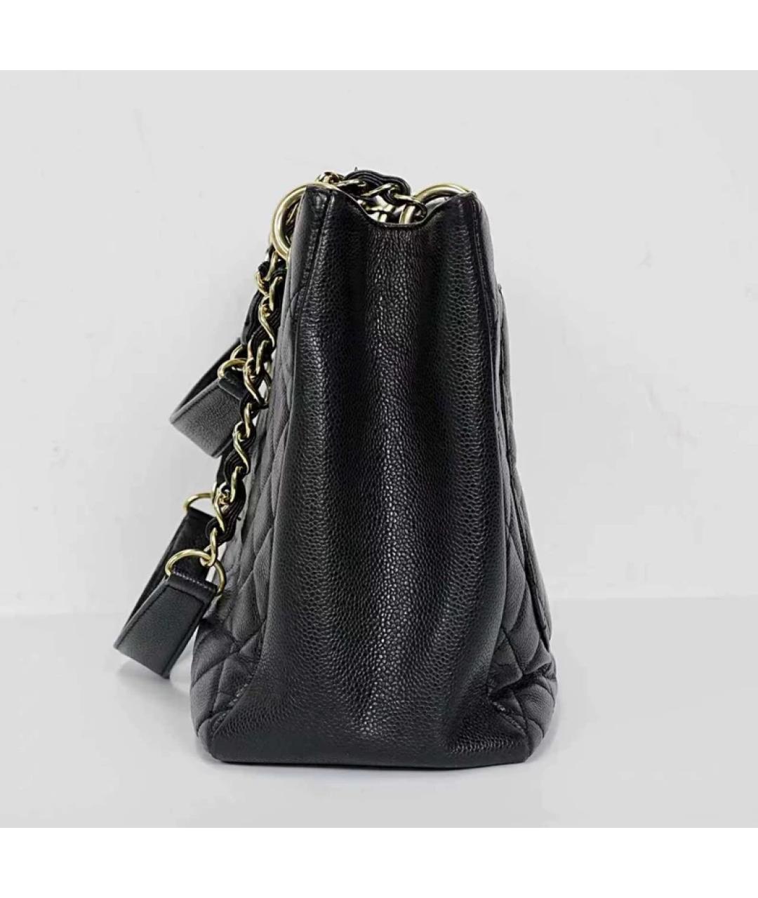 CHANEL Черная кожаная сумка тоут, фото 7