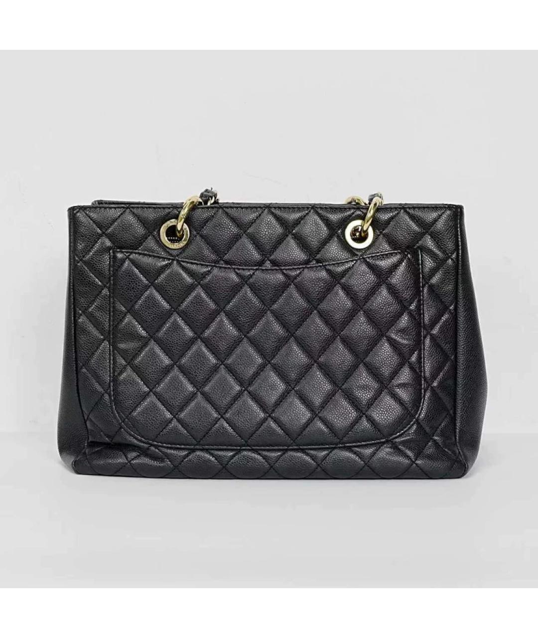 CHANEL Черная кожаная сумка тоут, фото 4