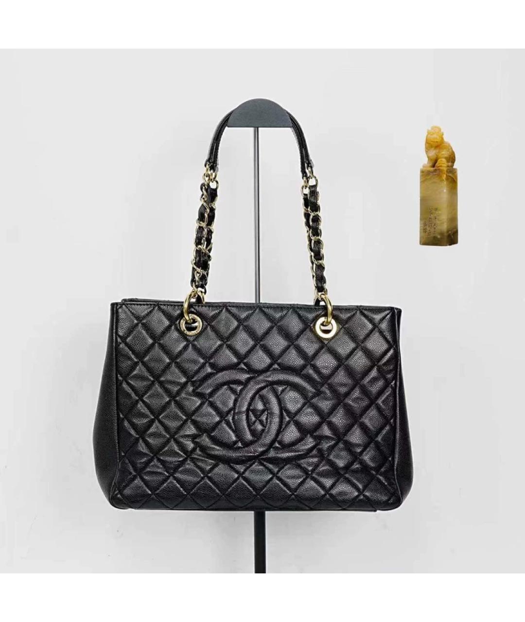 CHANEL Черная кожаная сумка тоут, фото 9