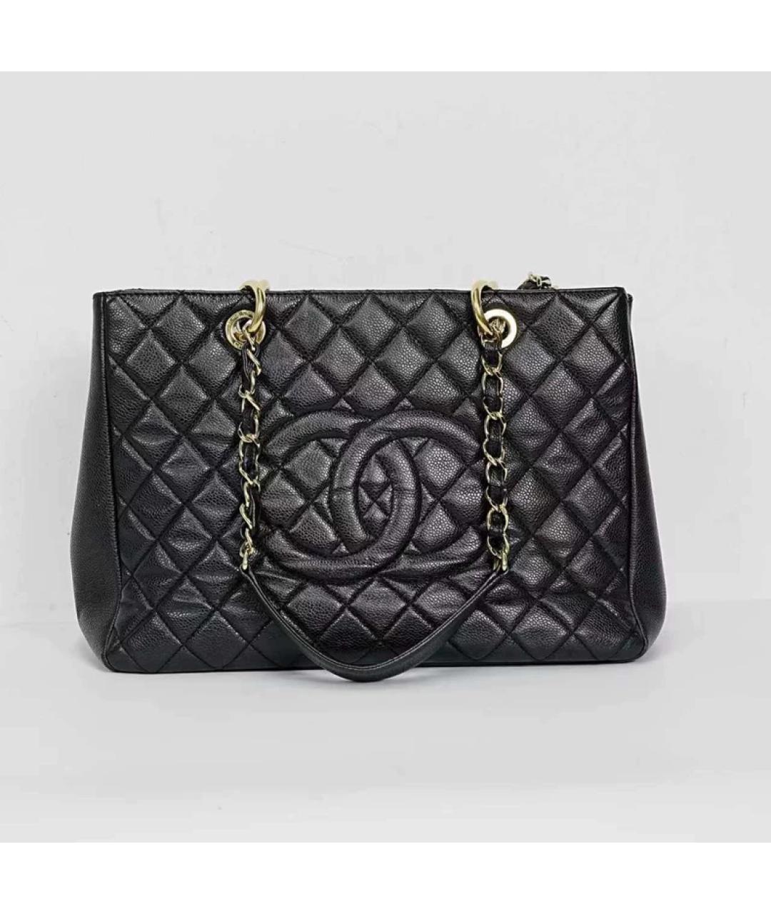 CHANEL Черная кожаная сумка тоут, фото 10