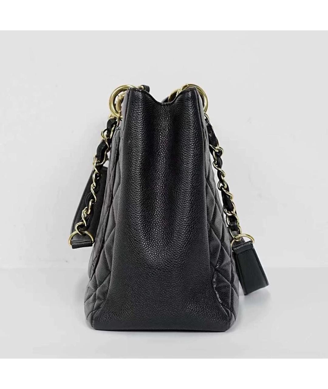 CHANEL Черная кожаная сумка тоут, фото 6