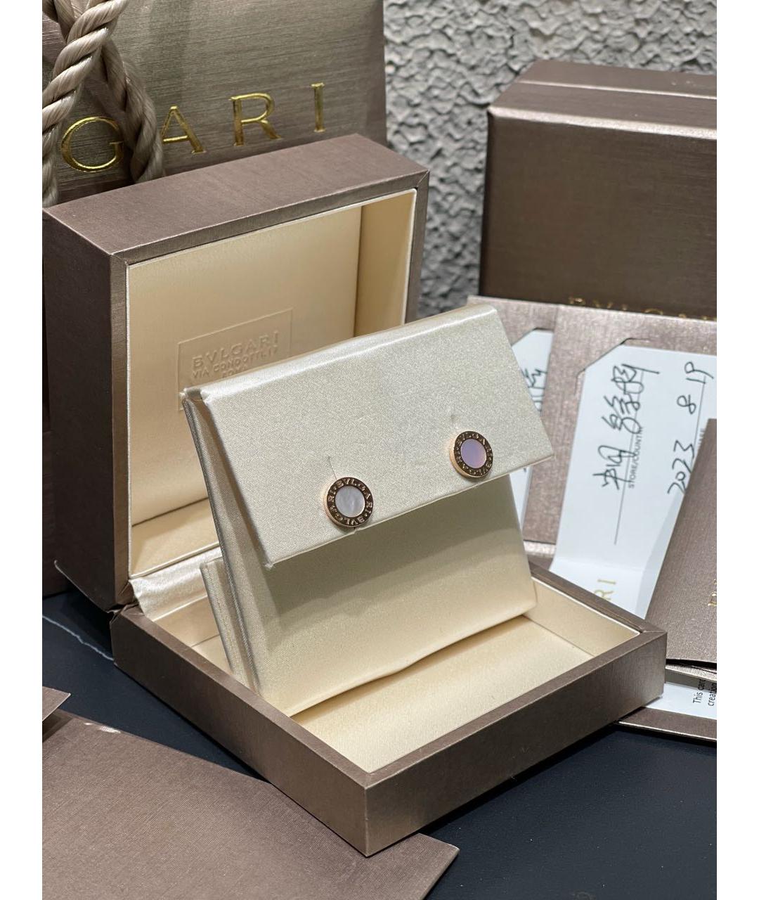 BVLGARI Белые серьги из розового золота, фото 2