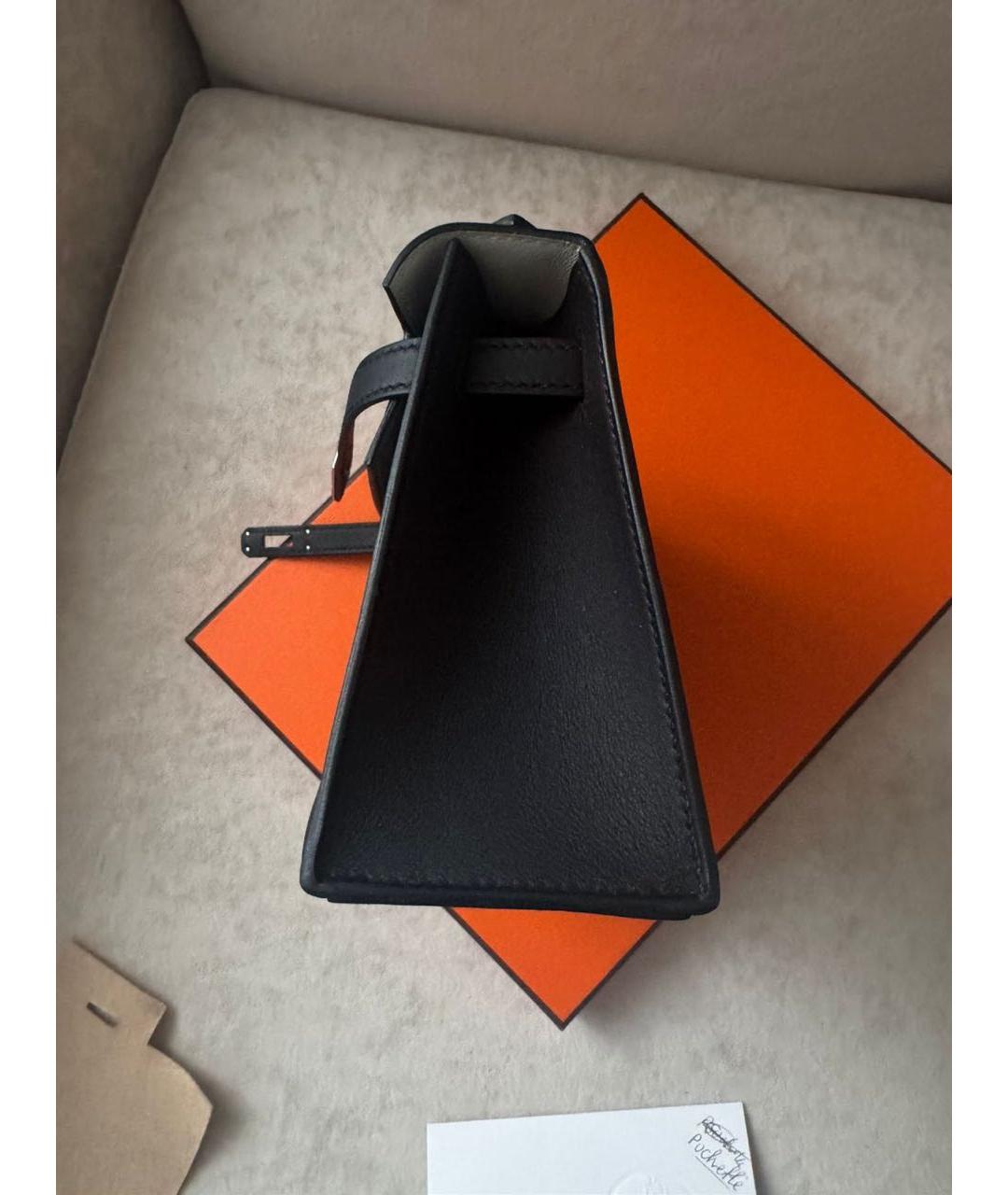 HERMES Черная кожаная сумка с короткими ручками, фото 2