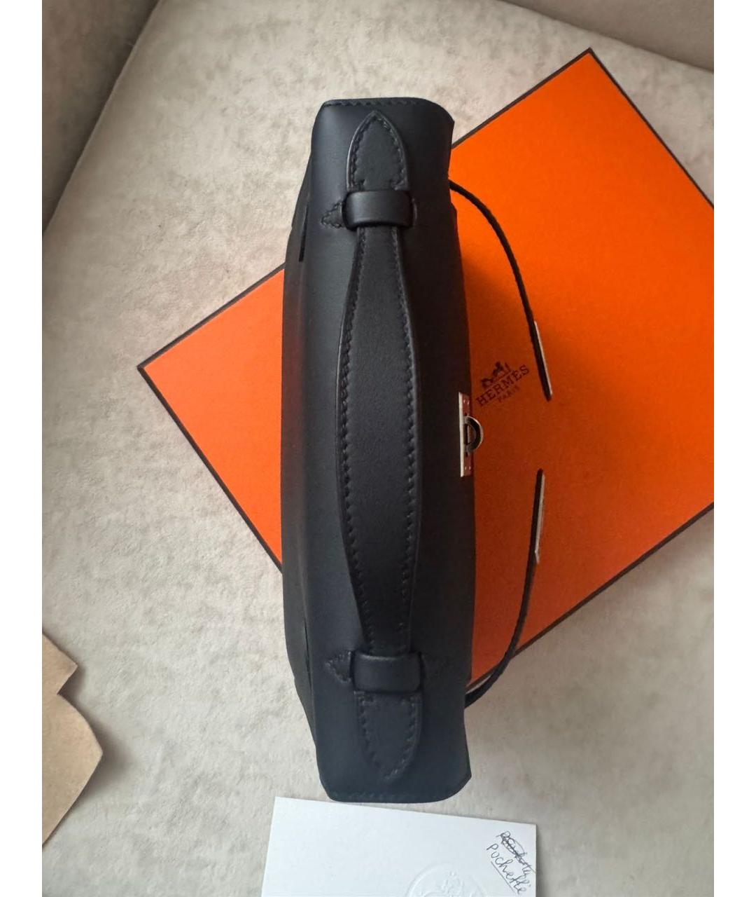 HERMES Черная кожаная сумка с короткими ручками, фото 8