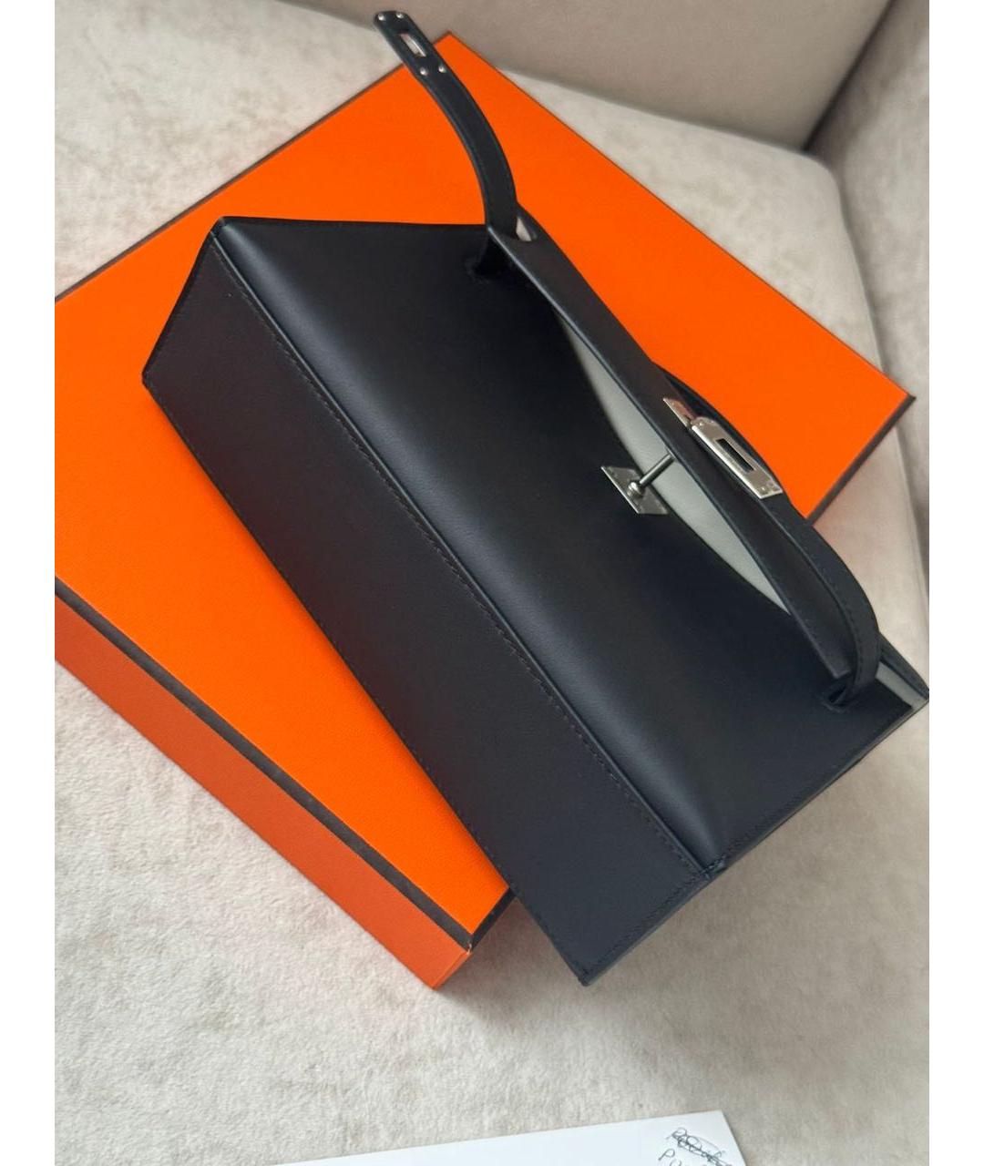 HERMES Черная кожаная сумка с короткими ручками, фото 7