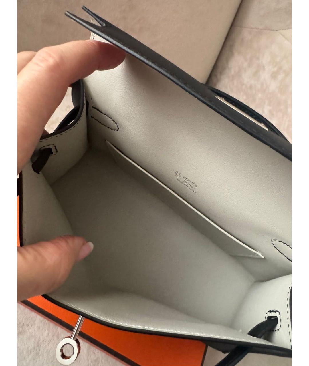 HERMES Черная кожаная сумка с короткими ручками, фото 4