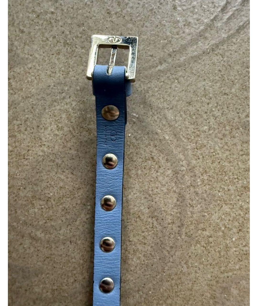 VALENTINO Голубой кожаный браслет, фото 2
