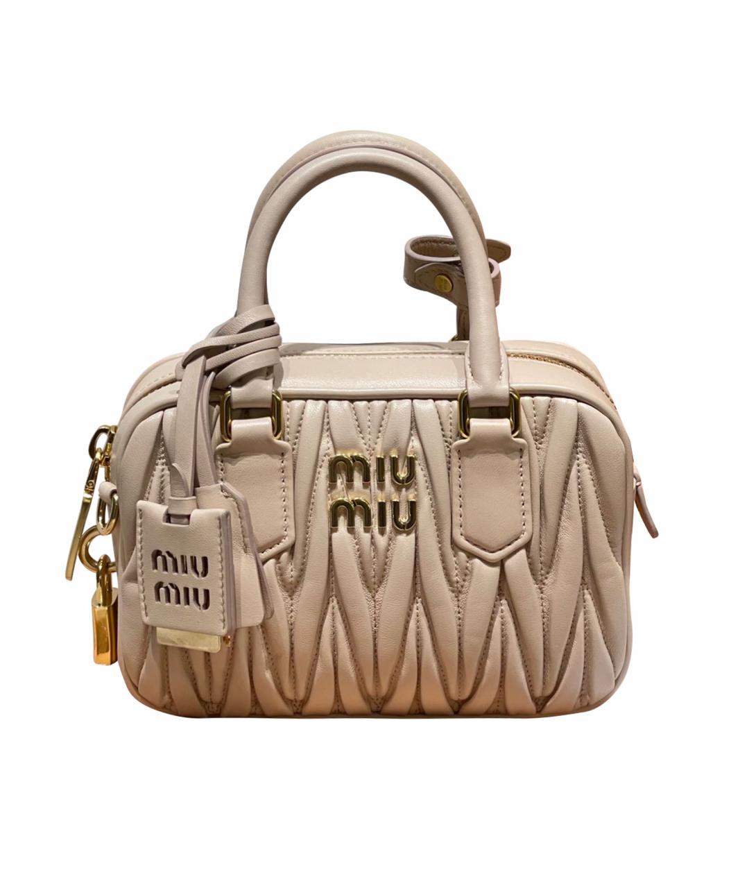 MIU MIU Бежевая кожаная сумка через плечо, фото 1