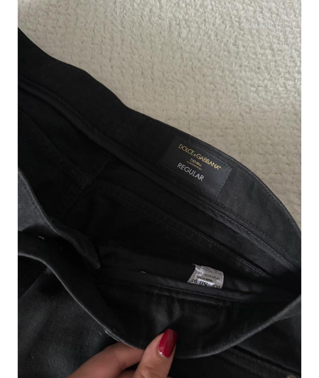 DOLCE&GABBANA Черные хлопковые прямые джинсы, фото 3