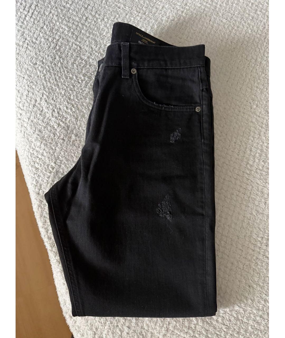DOLCE&GABBANA Черные хлопковые прямые джинсы, фото 4