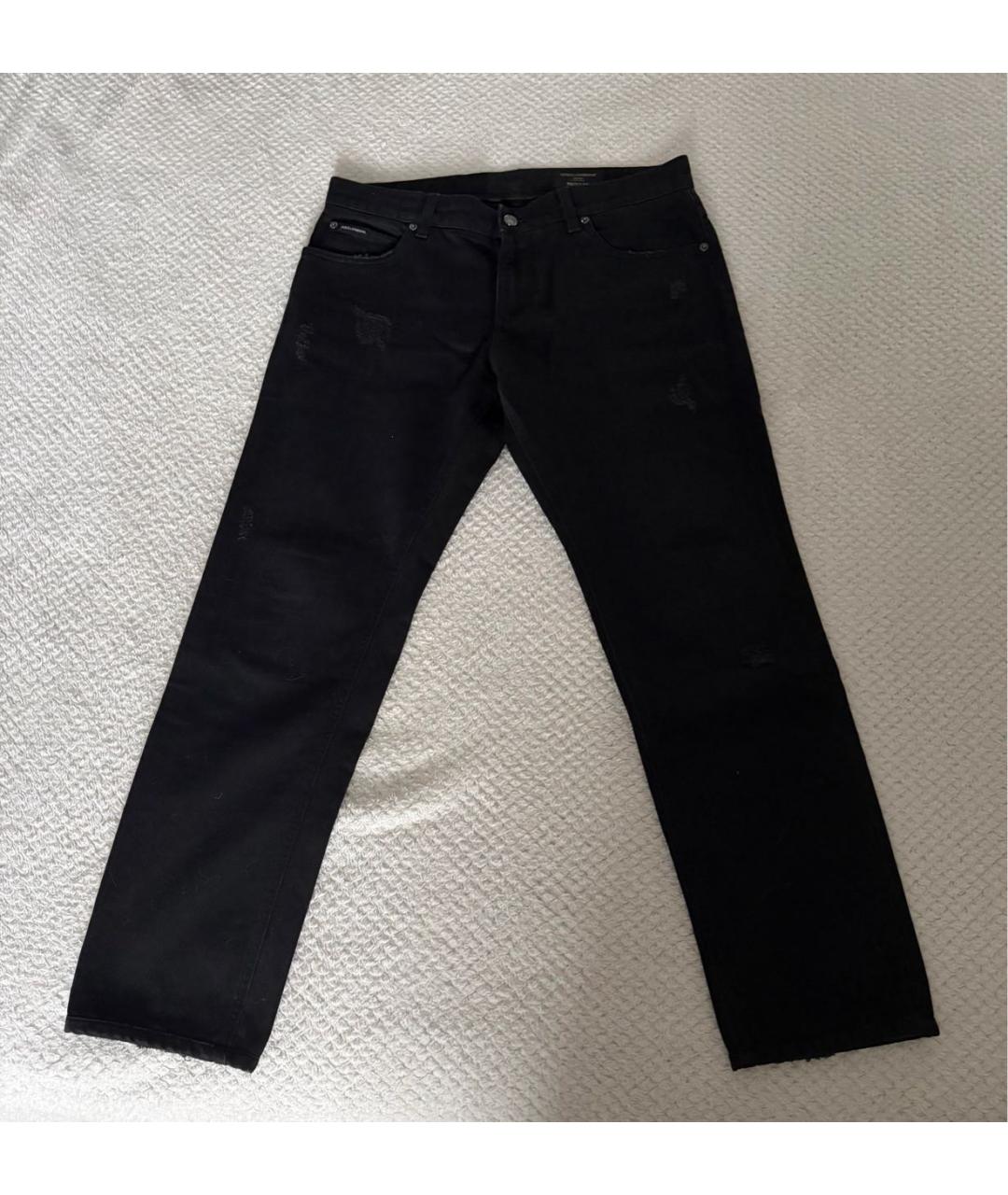 DOLCE&GABBANA Черные хлопковые прямые джинсы, фото 5
