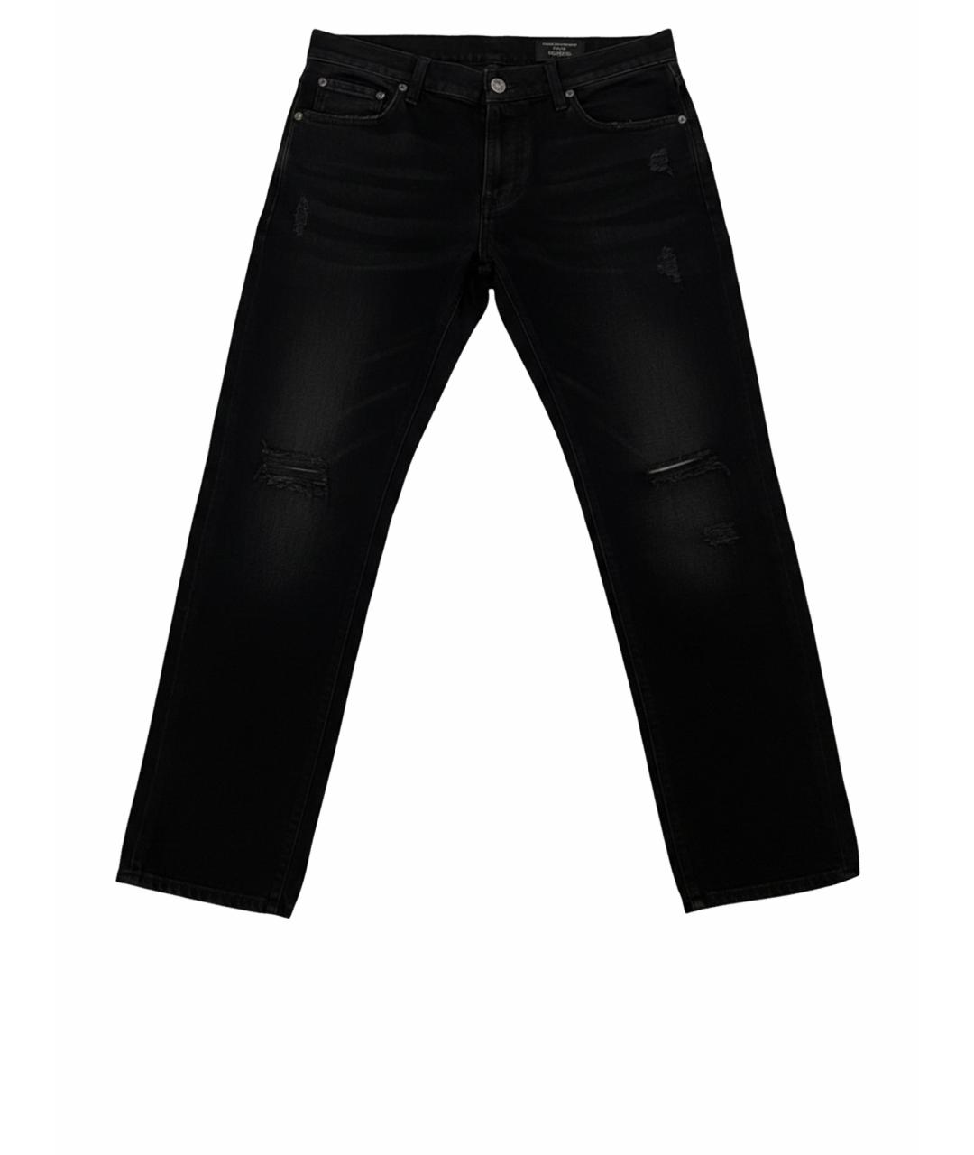 DOLCE&GABBANA Черные хлопковые прямые джинсы, фото 1