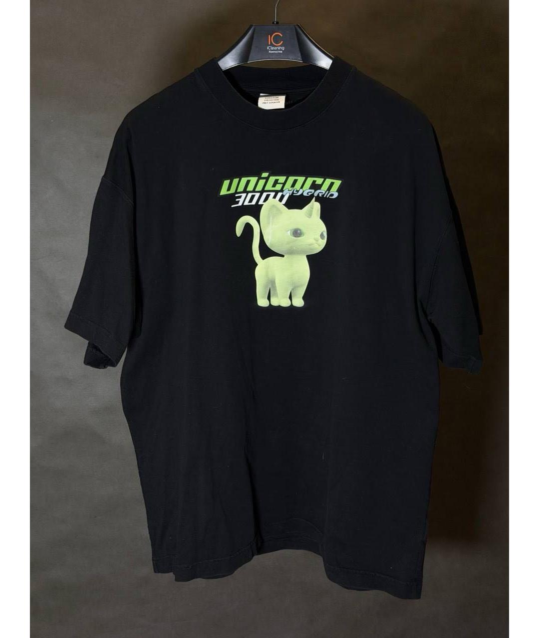 VETEMENTS Черная хлопковая футболка, фото 2