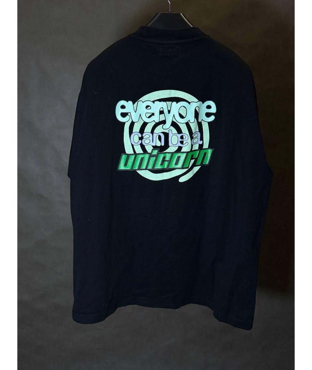 VETEMENTS Черная хлопковая футболка, фото 3