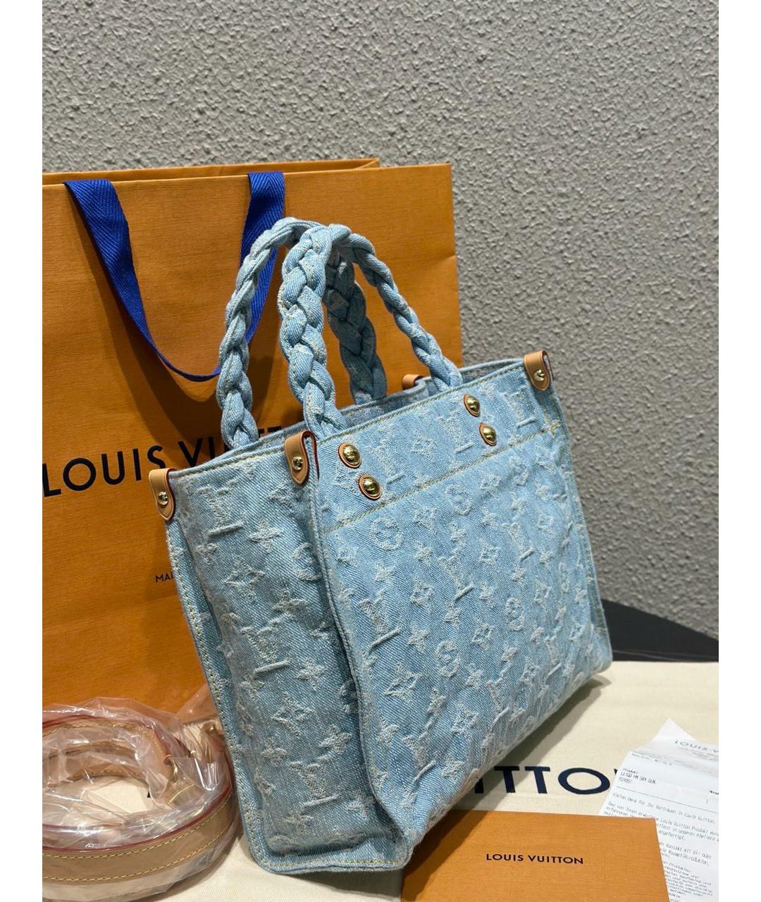 LOUIS VUITTON Голубая деним сумка тоут, фото 4