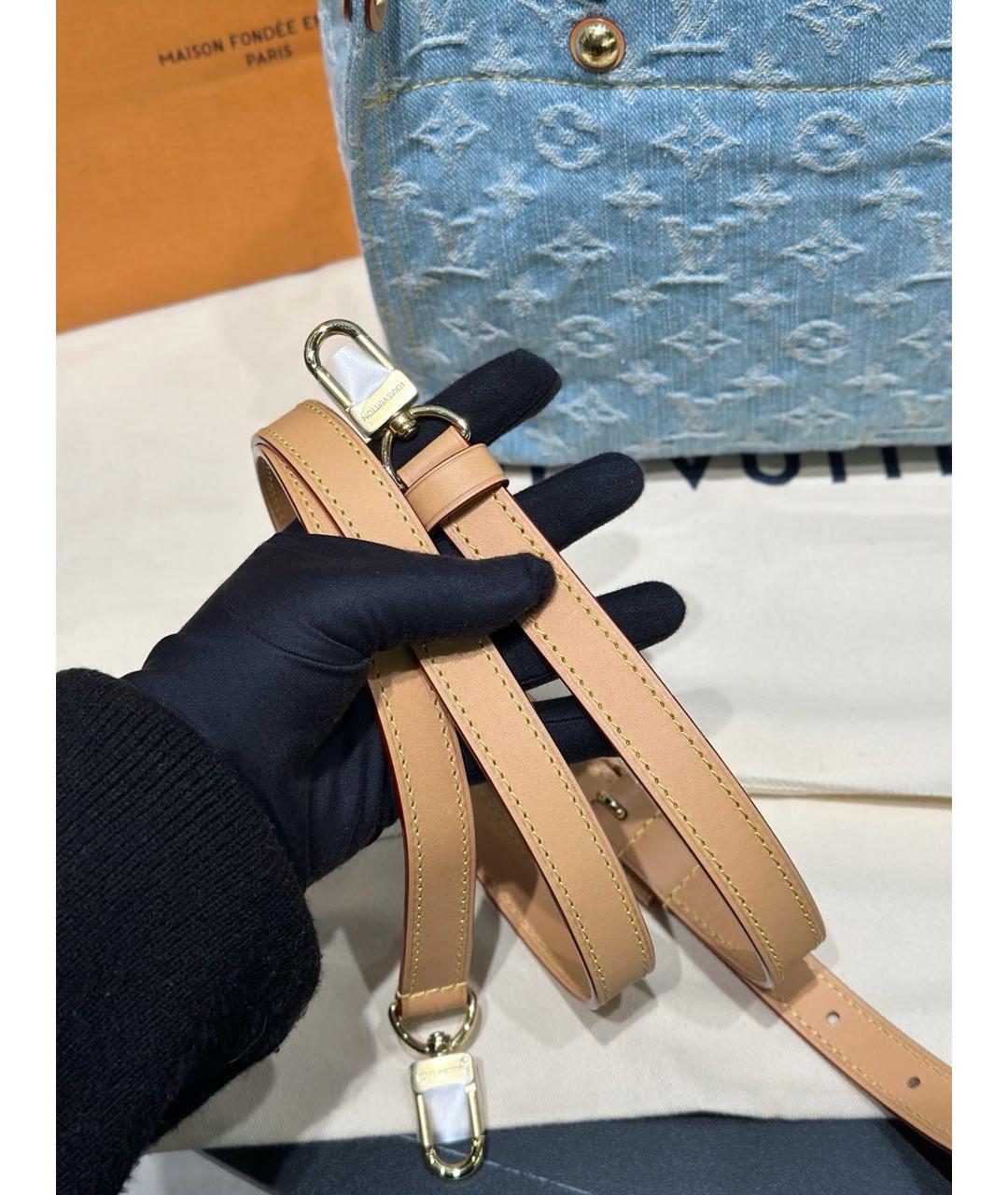 LOUIS VUITTON Голубая деним сумка тоут, фото 7