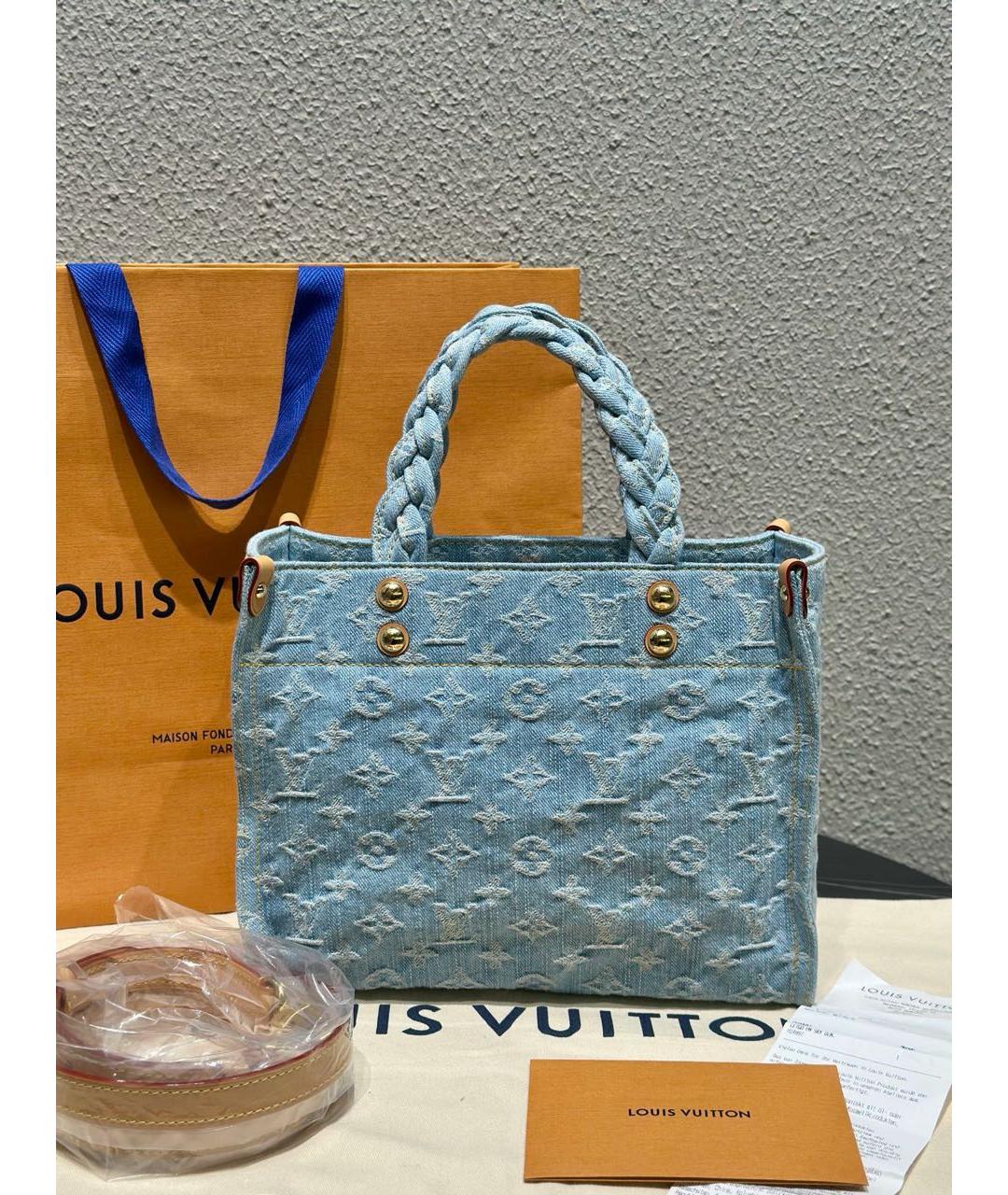 LOUIS VUITTON Голубая деним сумка тоут, фото 2