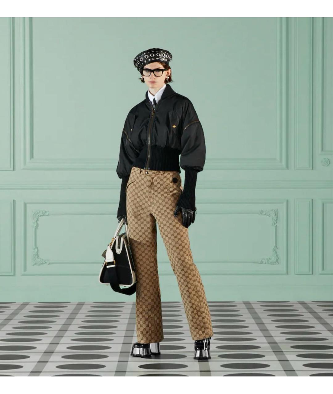 GUCCI Коричневые хлопковые прямые брюки, фото 5