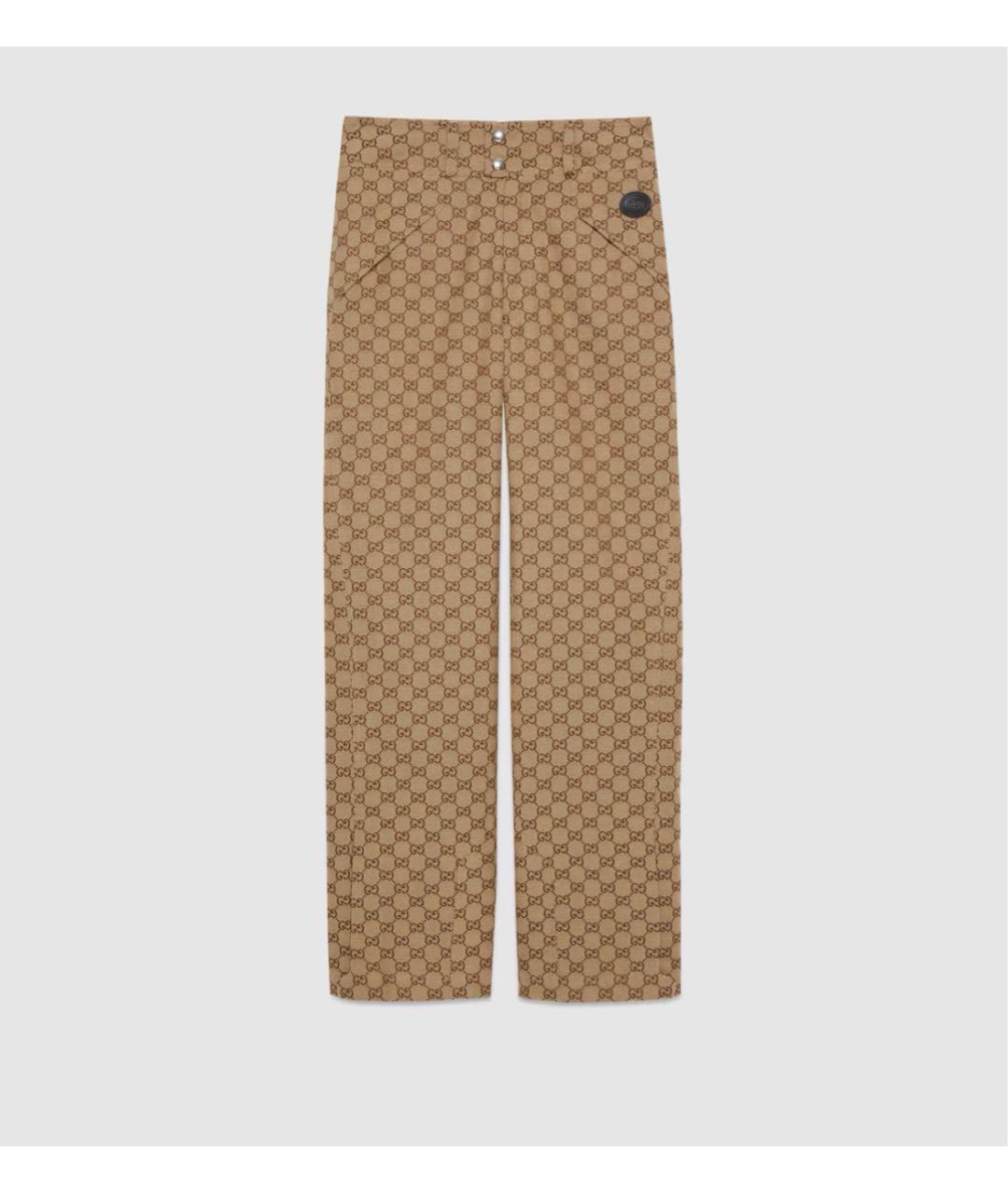 GUCCI Коричневые хлопковые прямые брюки, фото 6