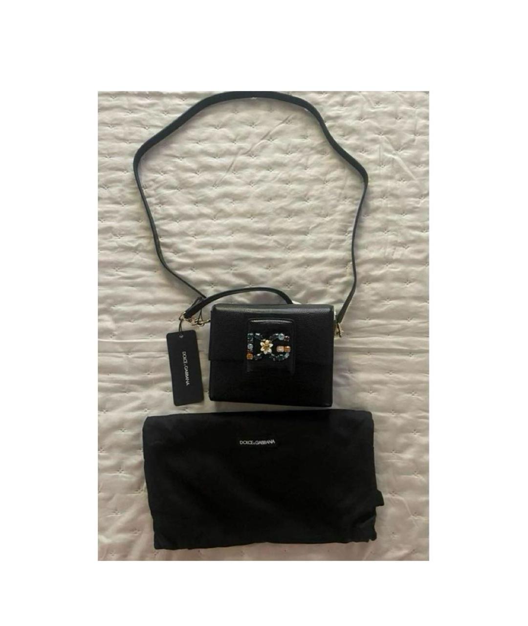 DOLCE&GABBANA Черная кожаная сумка через плечо, фото 2