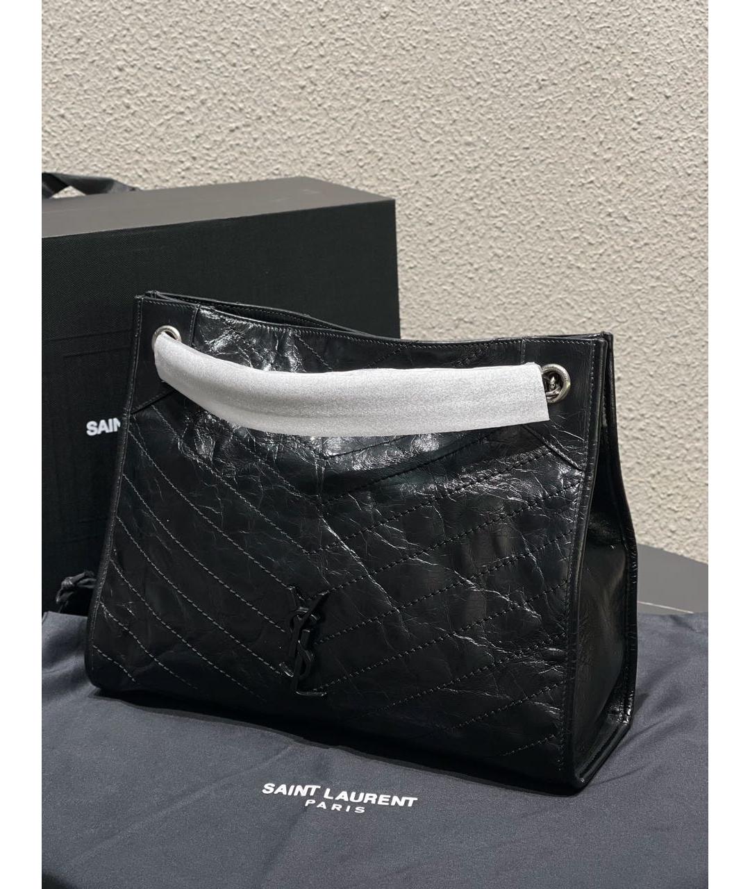 SAINT LAURENT Черная кожаная сумка через плечо, фото 3
