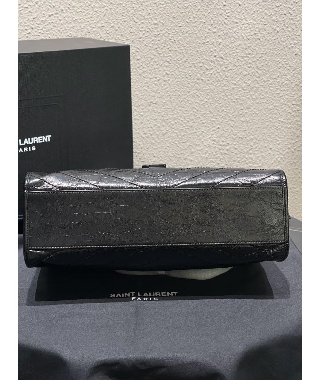 SAINT LAURENT Черная кожаная сумка через плечо, фото 4