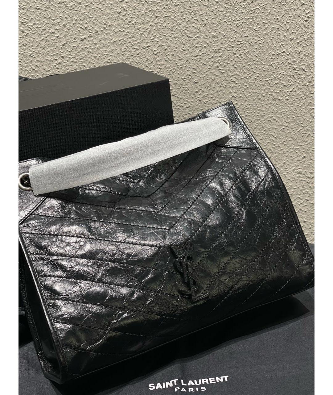 SAINT LAURENT Черная кожаная сумка через плечо, фото 5