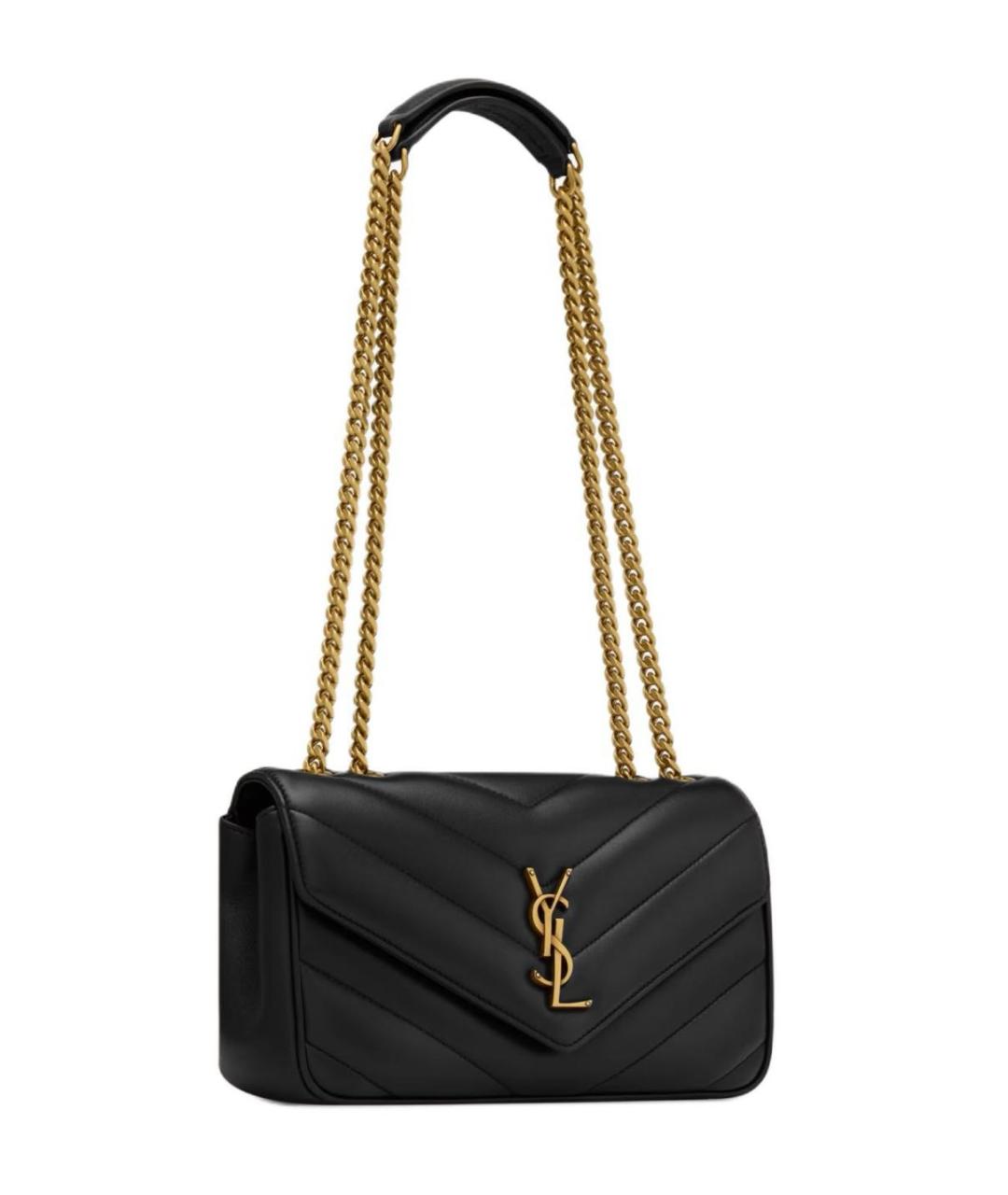 SAINT LAURENT Черная кожаная сумка через плечо, фото 2