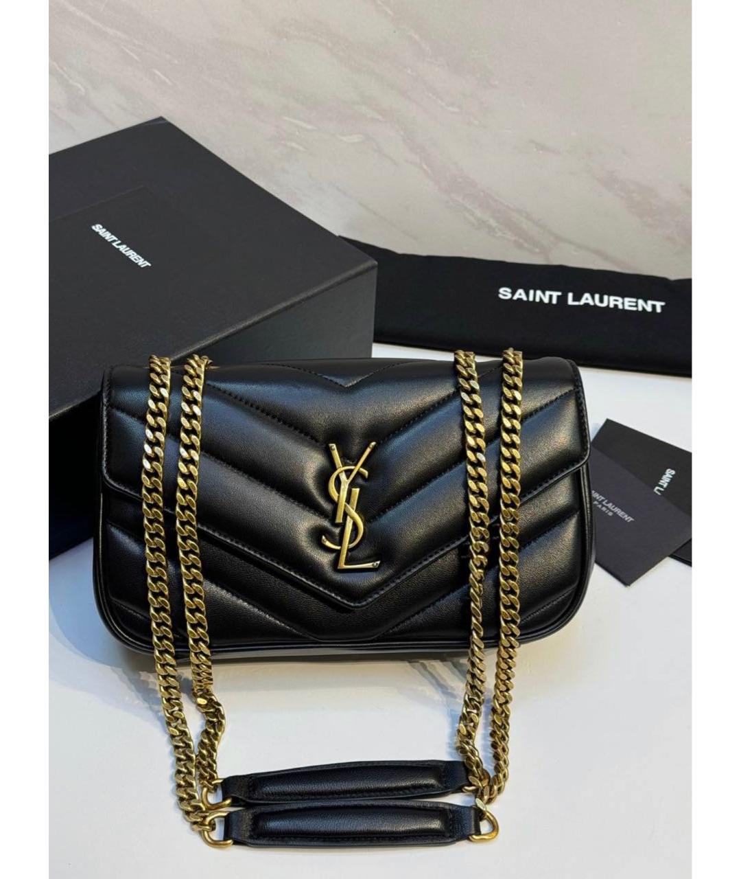 SAINT LAURENT Черная кожаная сумка через плечо, фото 6