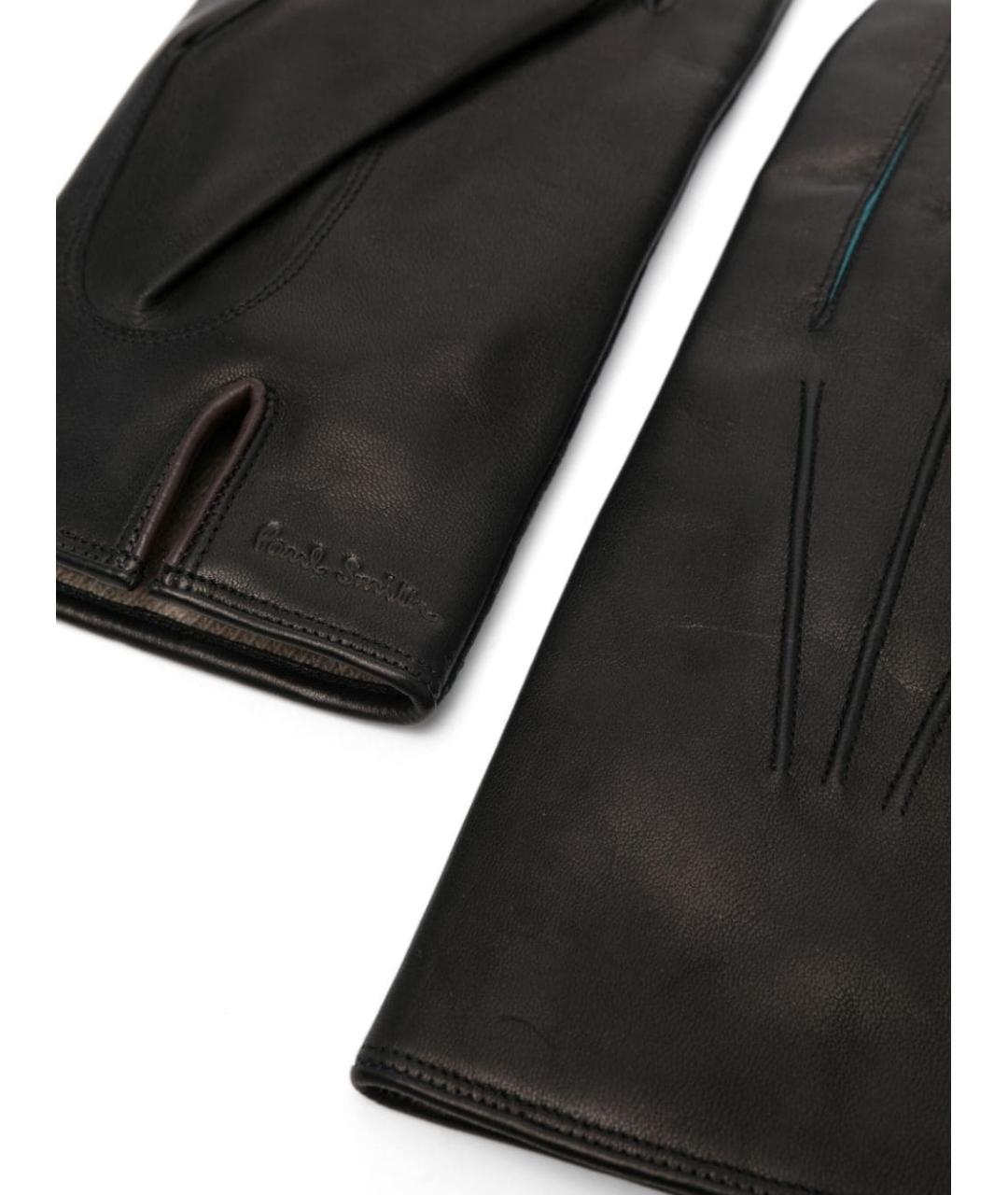 PAUL SMITH Черные кожаные перчатки, фото 2