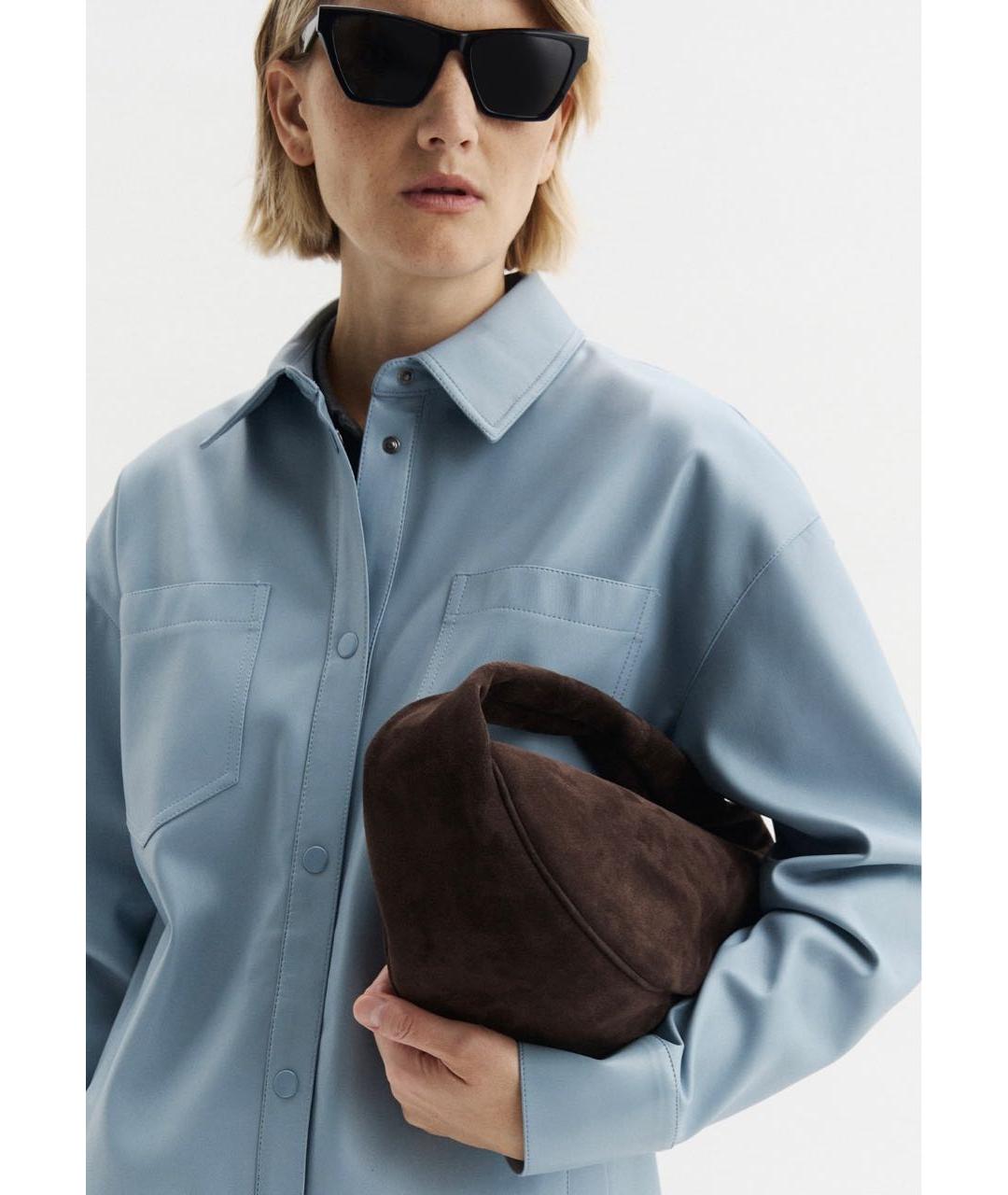 BY FAR Коричневая замшевая сумка с короткими ручками, фото 3