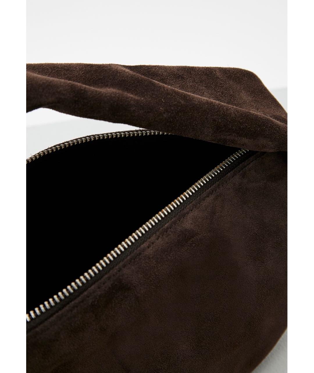 BY FAR Коричневая замшевая сумка с короткими ручками, фото 4