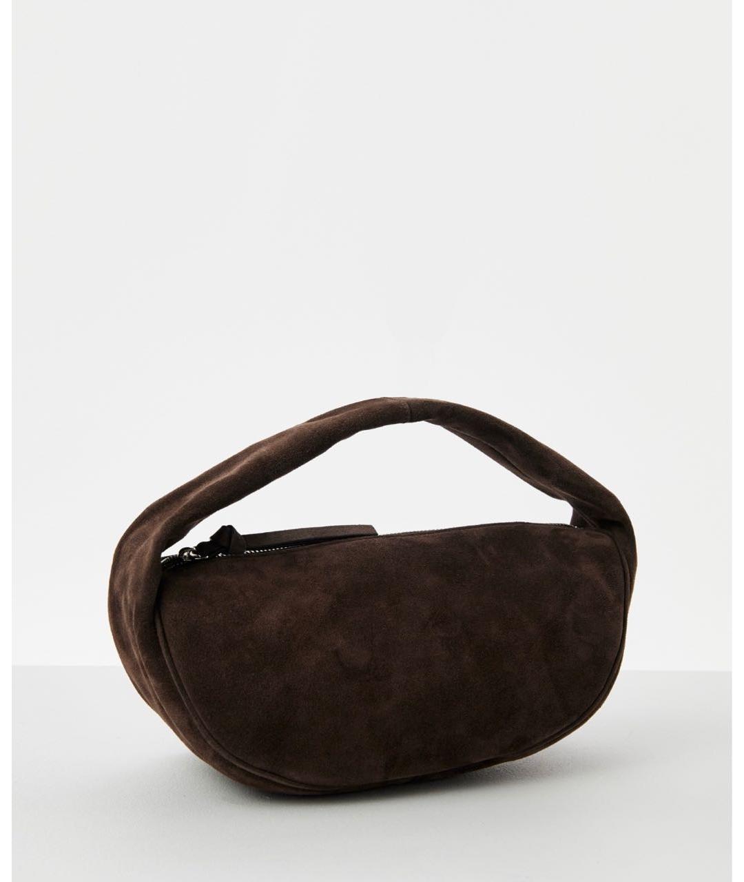 BY FAR Коричневая замшевая сумка с короткими ручками, фото 2