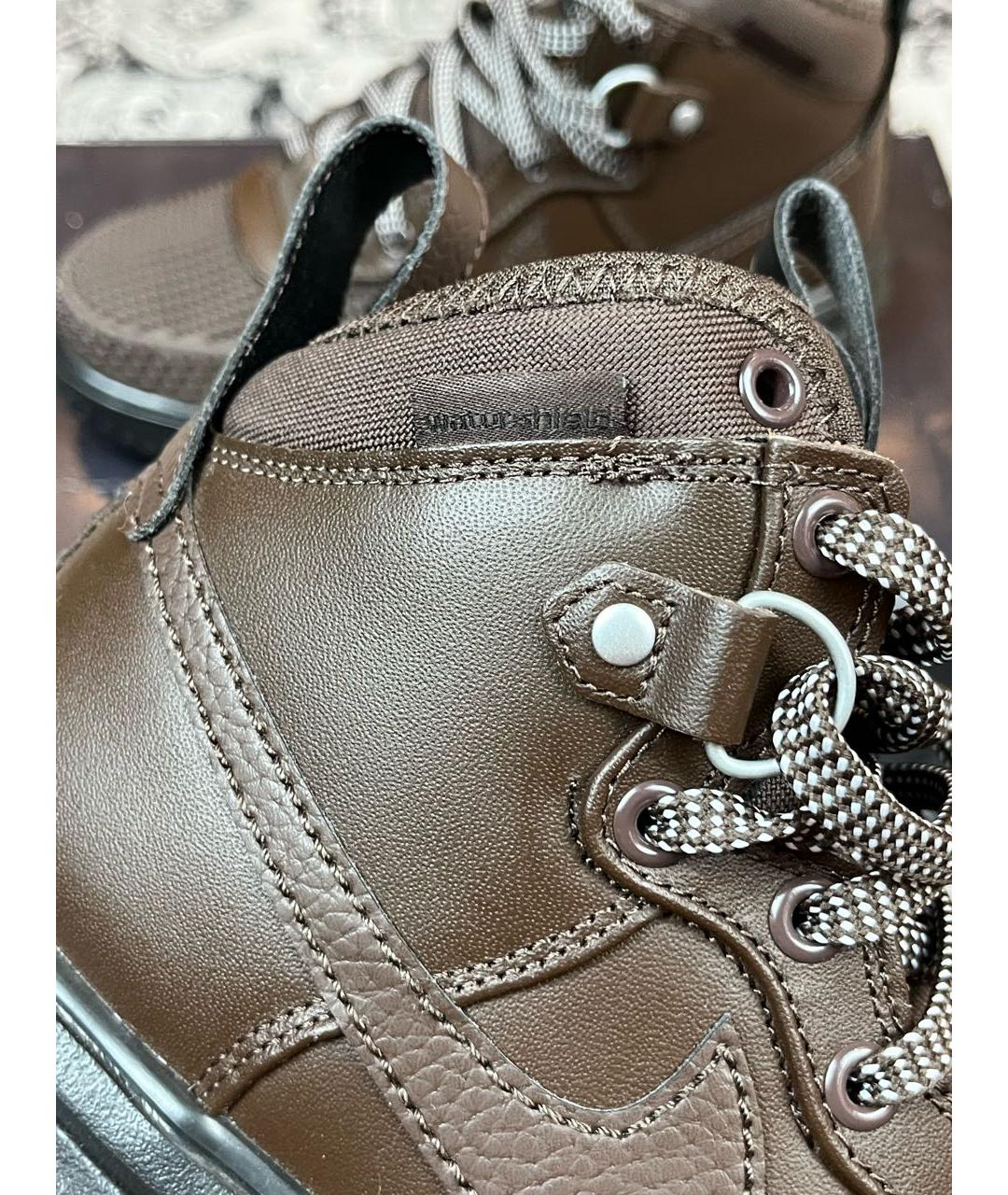 NIKE Коричневые кожаные высокие кроссовки / кеды, фото 4