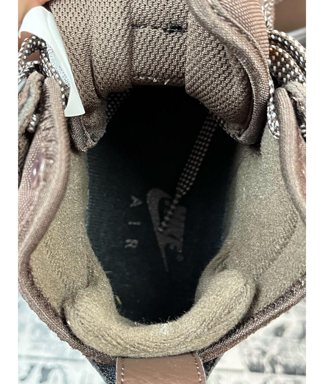 NIKE Коричневые кожаные высокие кроссовки / кеды, фото 7