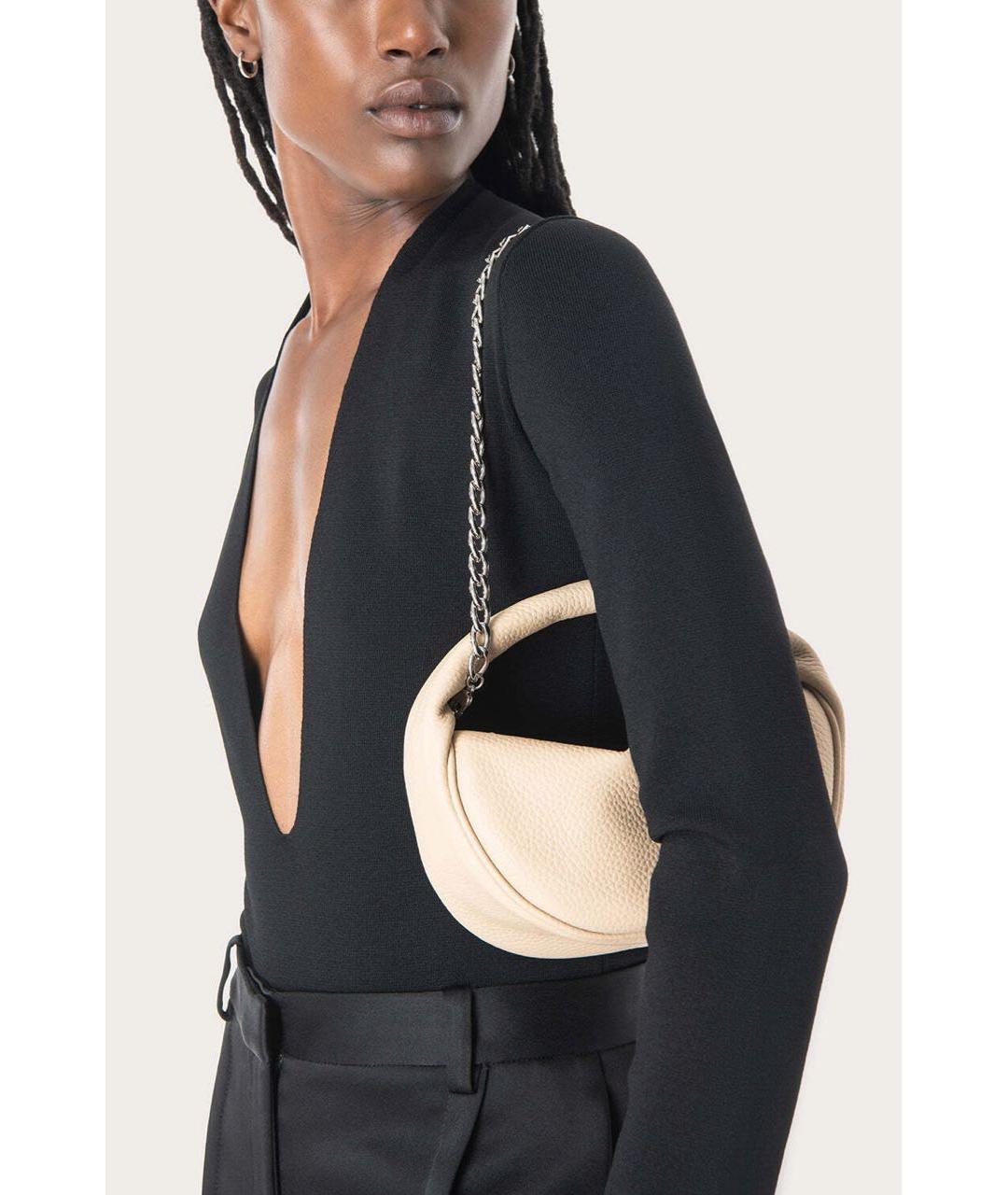 BY FAR Бежевая кожаная сумка с короткими ручками, фото 3