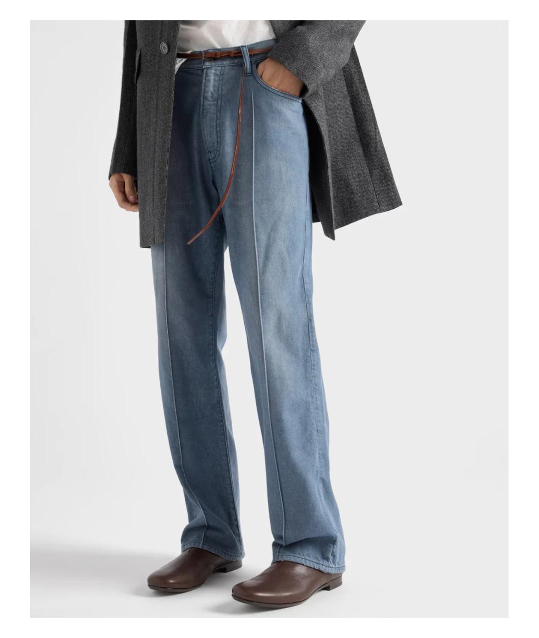 PRADA Голубые хлопковые прямые джинсы, фото 4