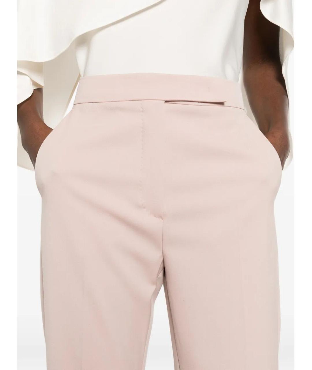 MAX MARA Розовые шерстяные прямые брюки, фото 5