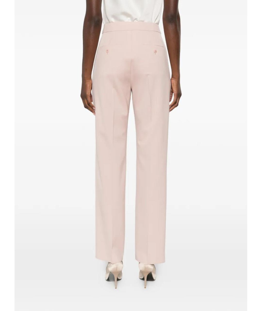 MAX MARA Розовые шерстяные прямые брюки, фото 3