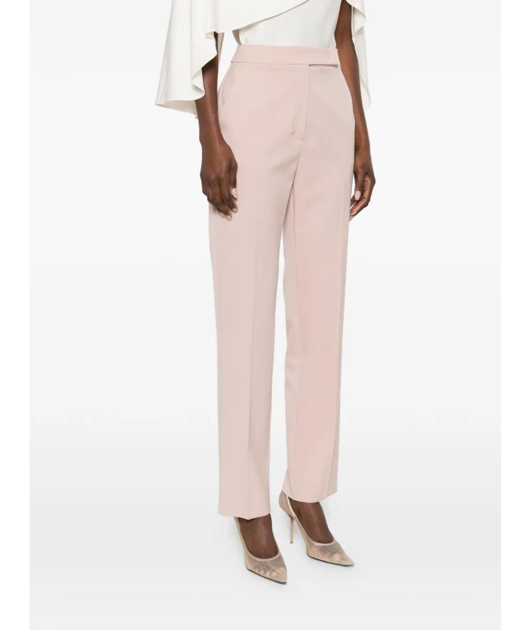MAX MARA Розовые шерстяные прямые брюки, фото 4