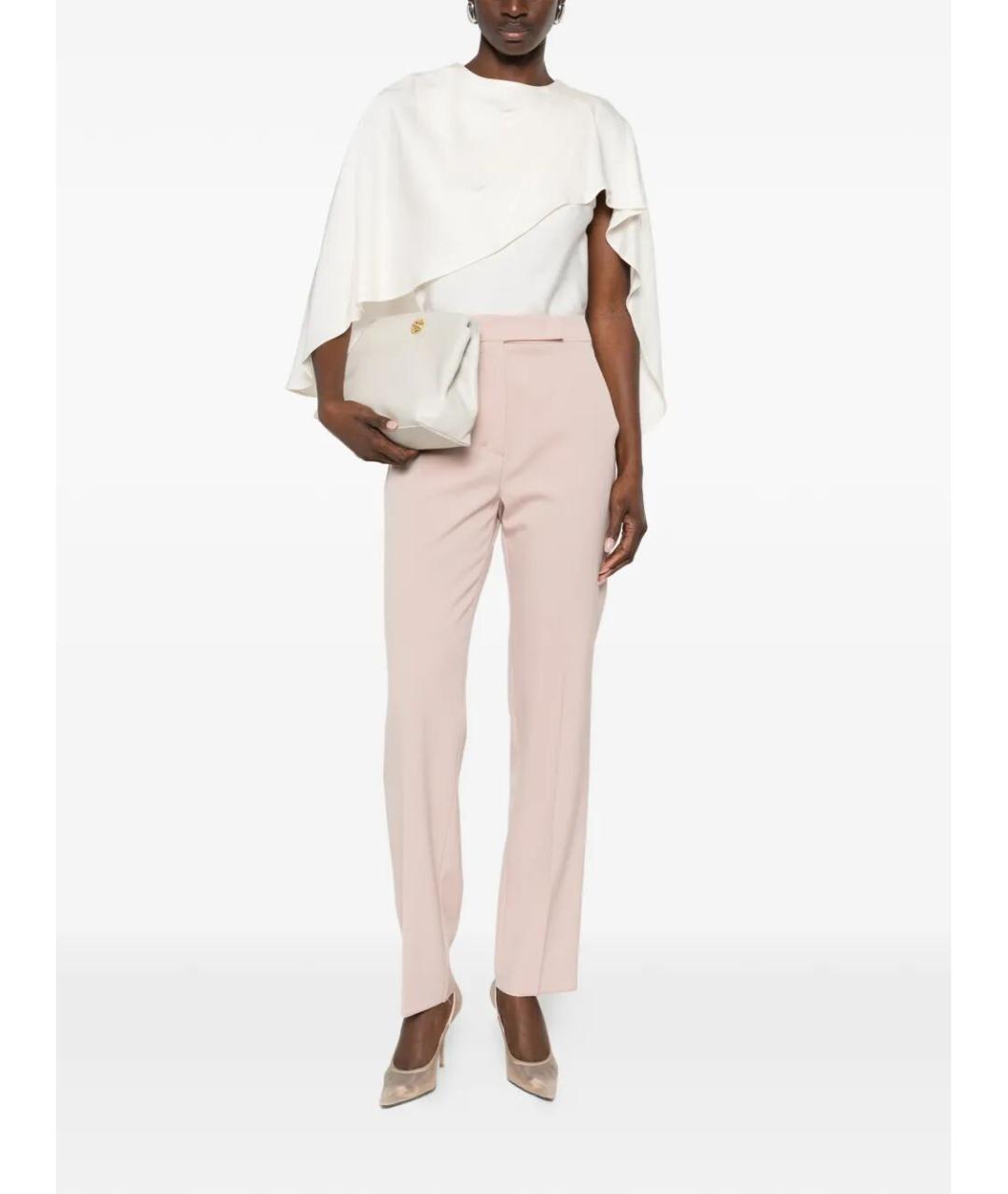 MAX MARA Розовые шерстяные прямые брюки, фото 2