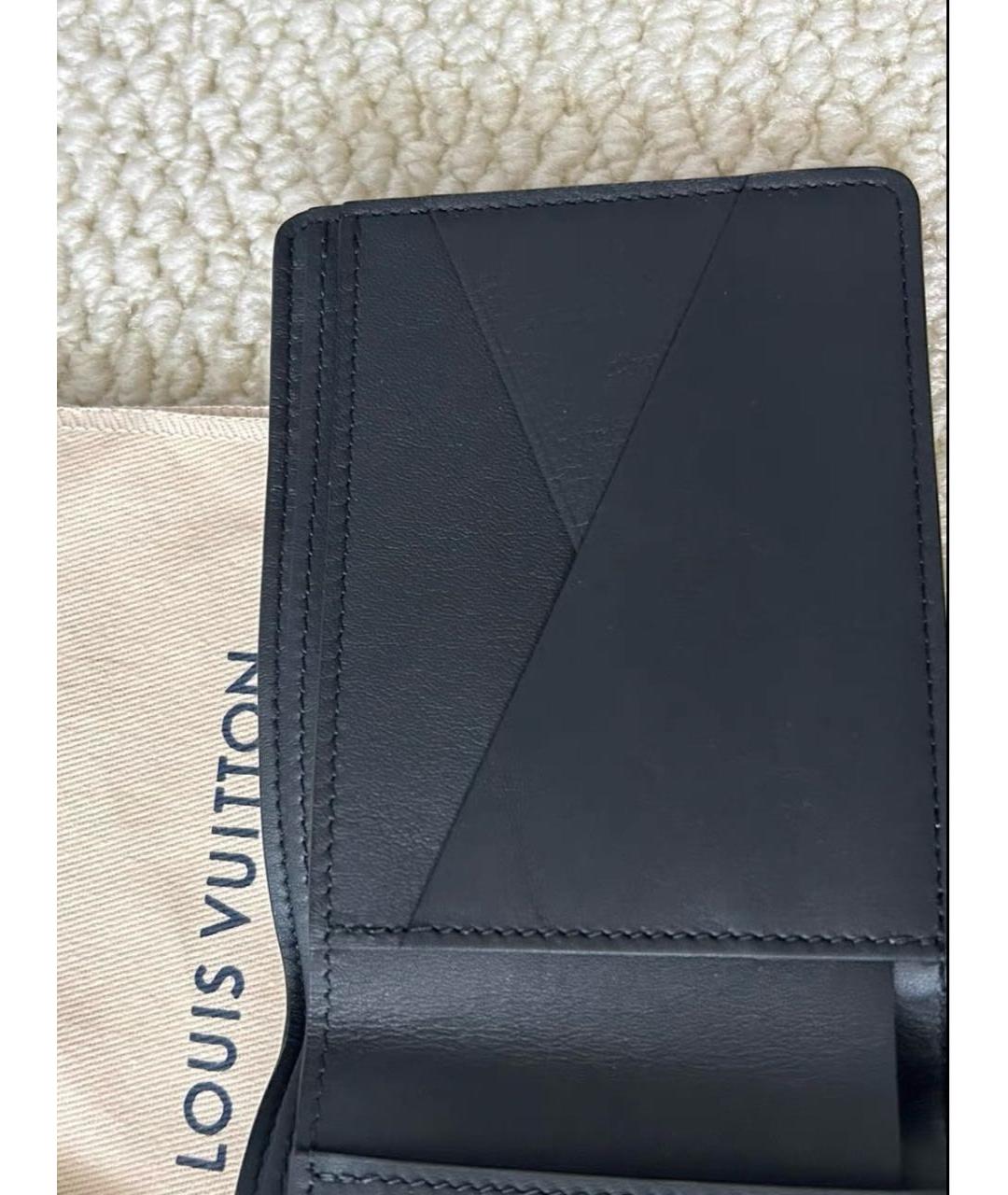 LOUIS VUITTON Черный кожаный кошелек, фото 3