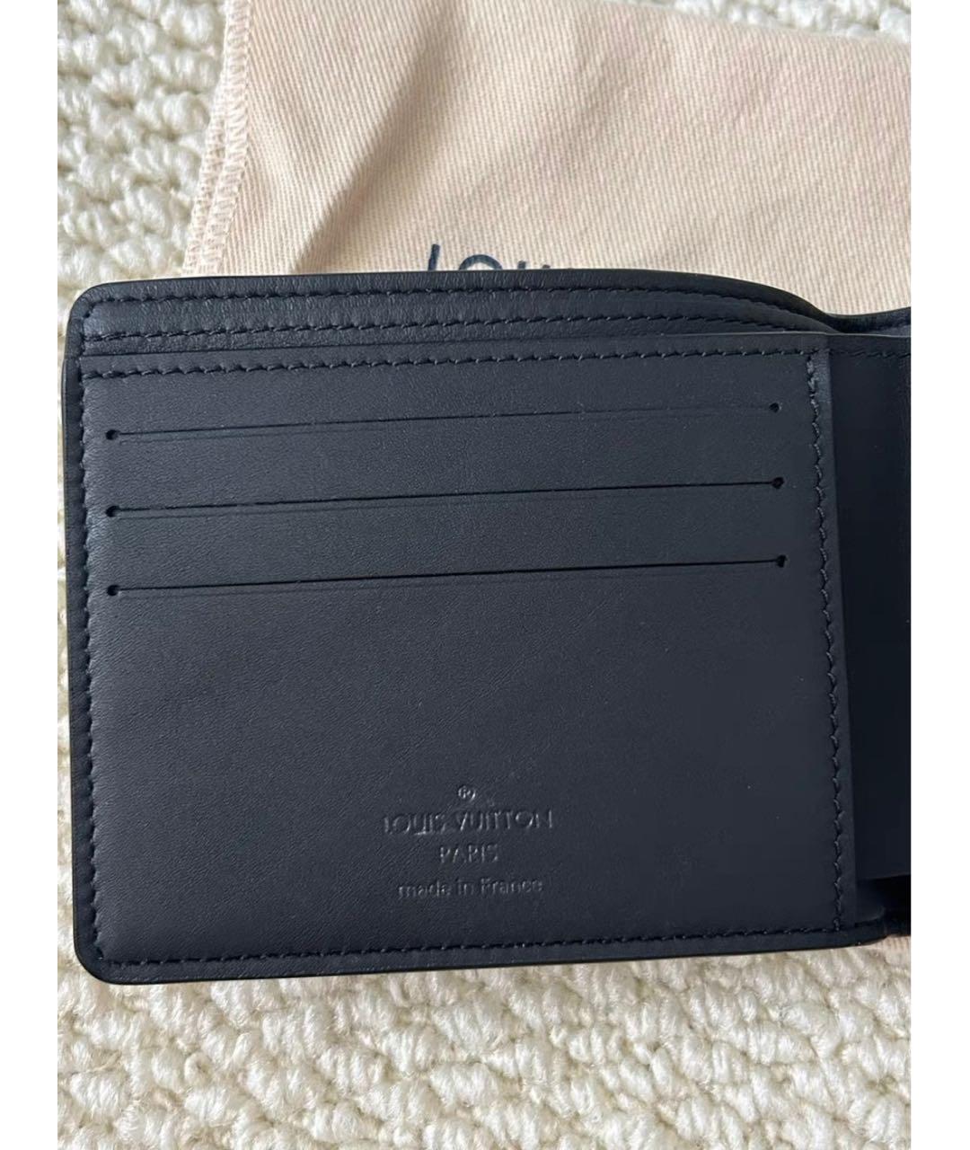 LOUIS VUITTON Черный кожаный кошелек, фото 2