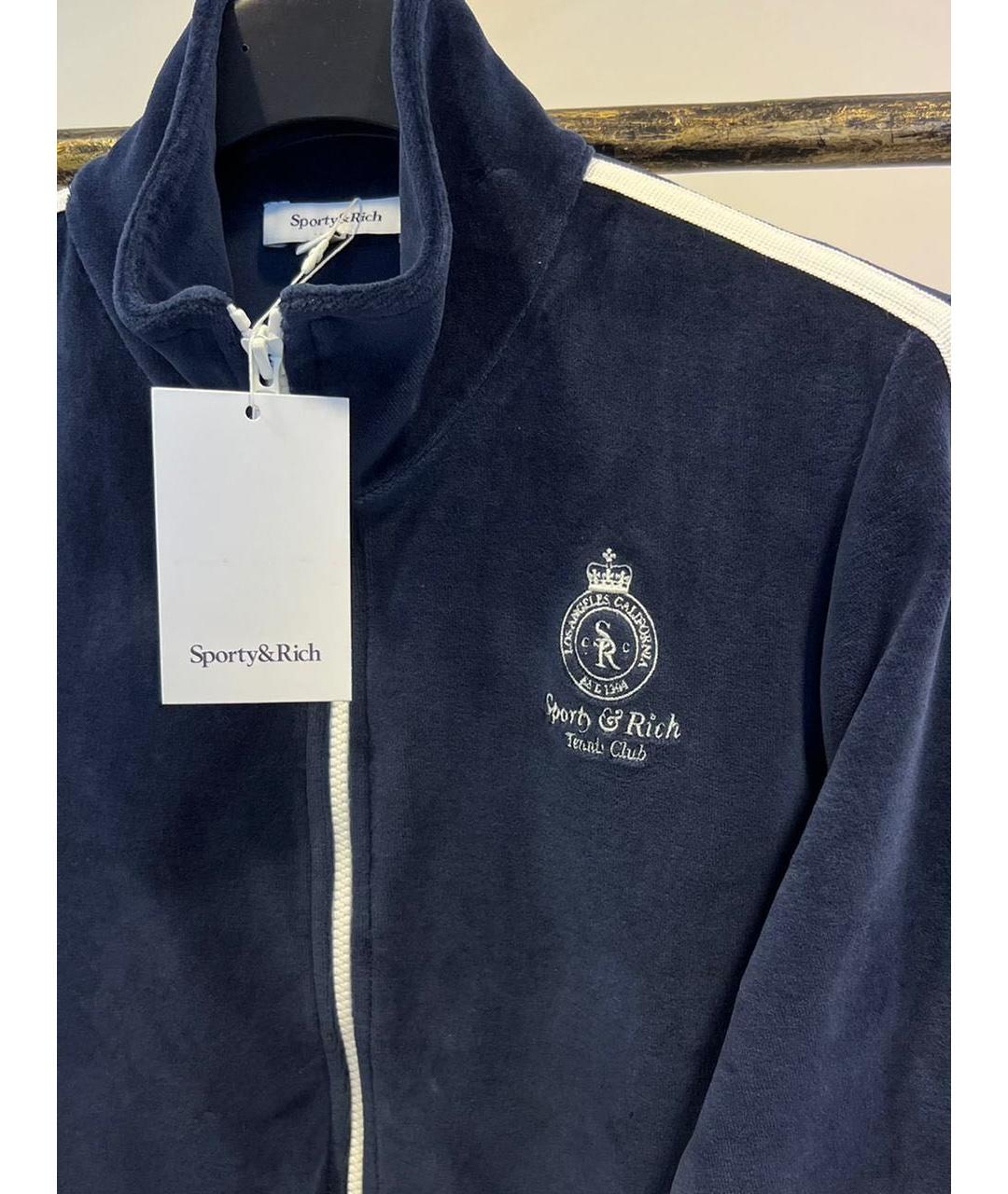 SPORTY AND RICH Темно-синий велюровый спортивные костюмы, фото 3